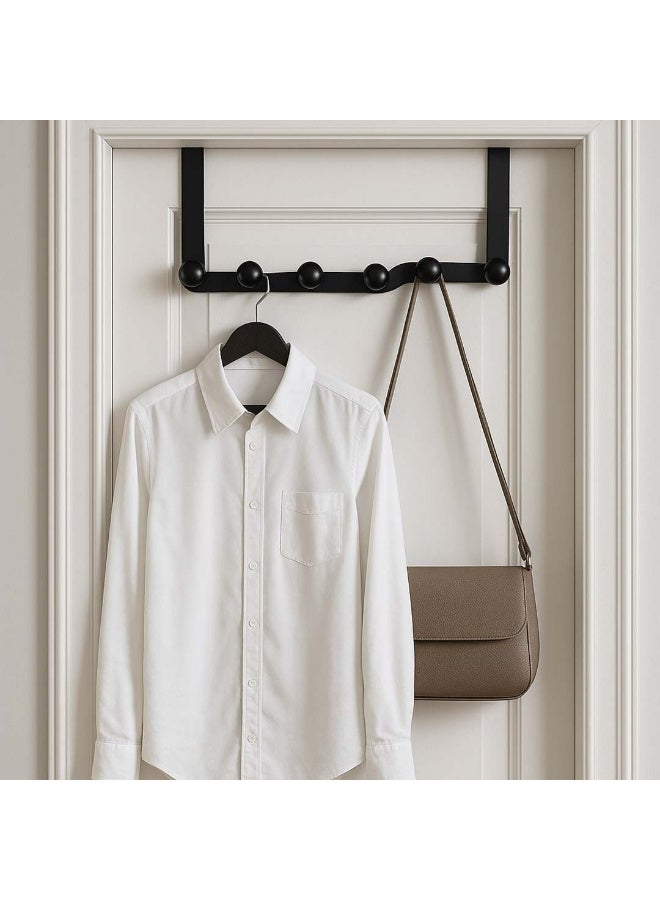 إنشز هوم علاقة ملابس للباب بتصميم متعرج – أسود مع أزرار - Image 1